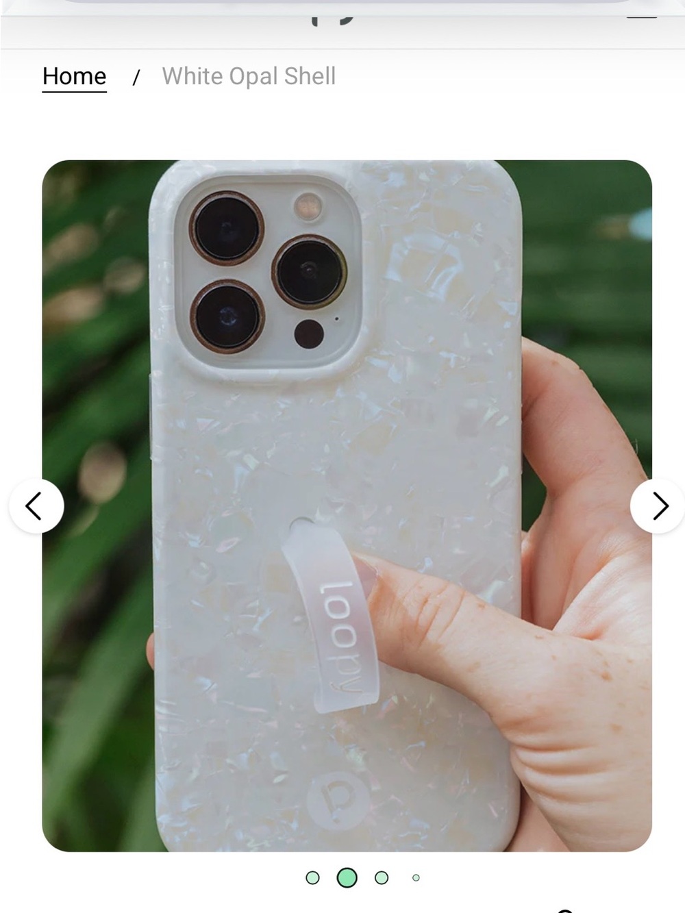 White Opal Shell Phone Case with Loop Grip by